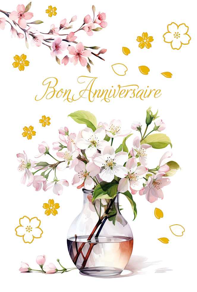 ANNIV FEMME   FLEURS CARAFE  dor/gauf)