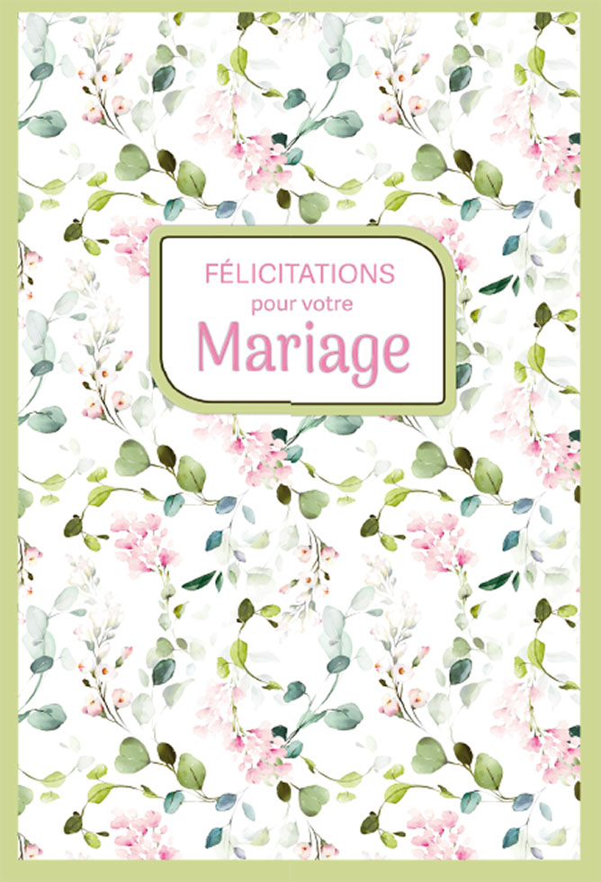 CI* MARIAGE FOND FLEURS TIGE VERTE  (gaufrage dorures )