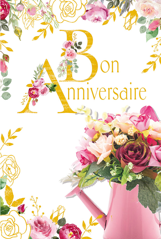 ANNIV FEMME BOUQUET ROSE  dor/gauf)