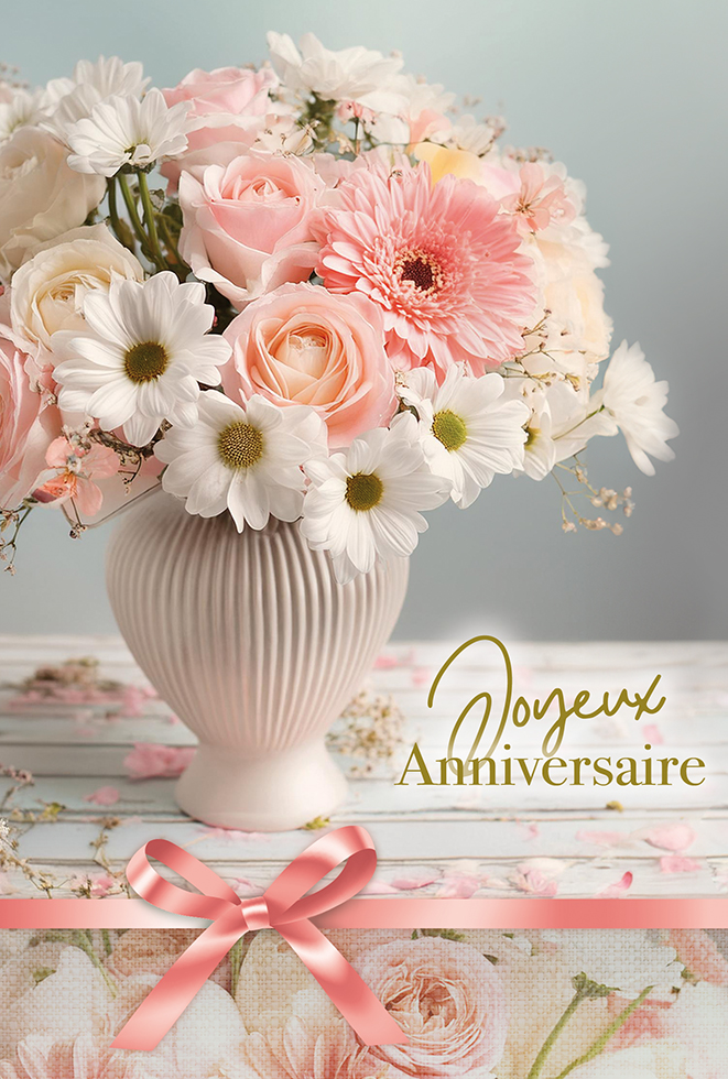 ANNIV FEMME   BOUQUET ROSE ET BLANC dor/gauf)