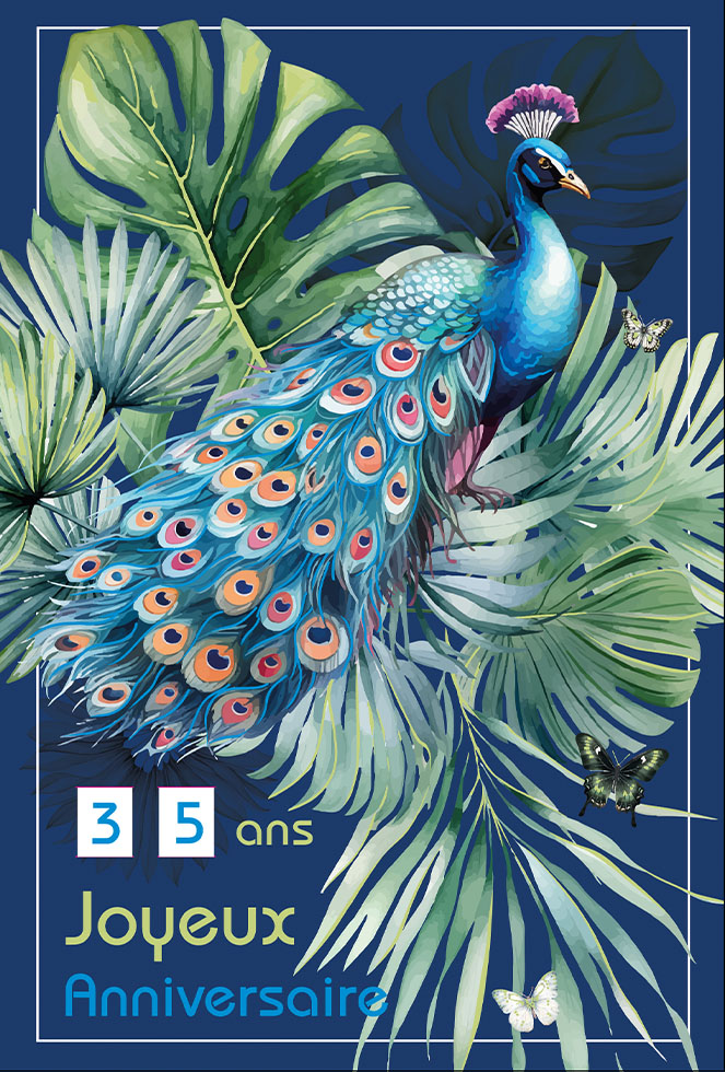 ANNIVERSAIRE  PAON  dorure/tirette