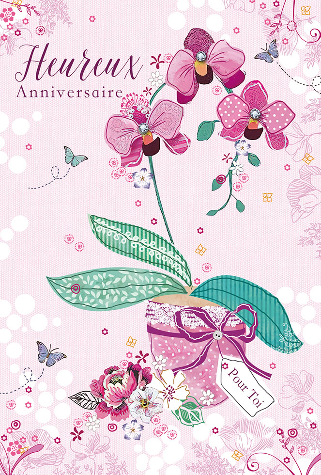 ANNIVERSAIRE  DES FLEURS POUR TOI  dorure/gaufrage