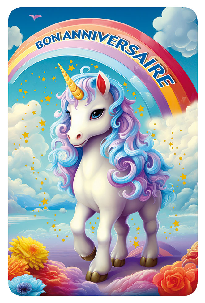 ANNIVERSAIRE  ENFANT LICORNE dorure /paillette