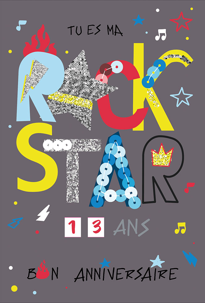 ANNIV ADO ROCK STAR dorure/gaufrage/tirette
