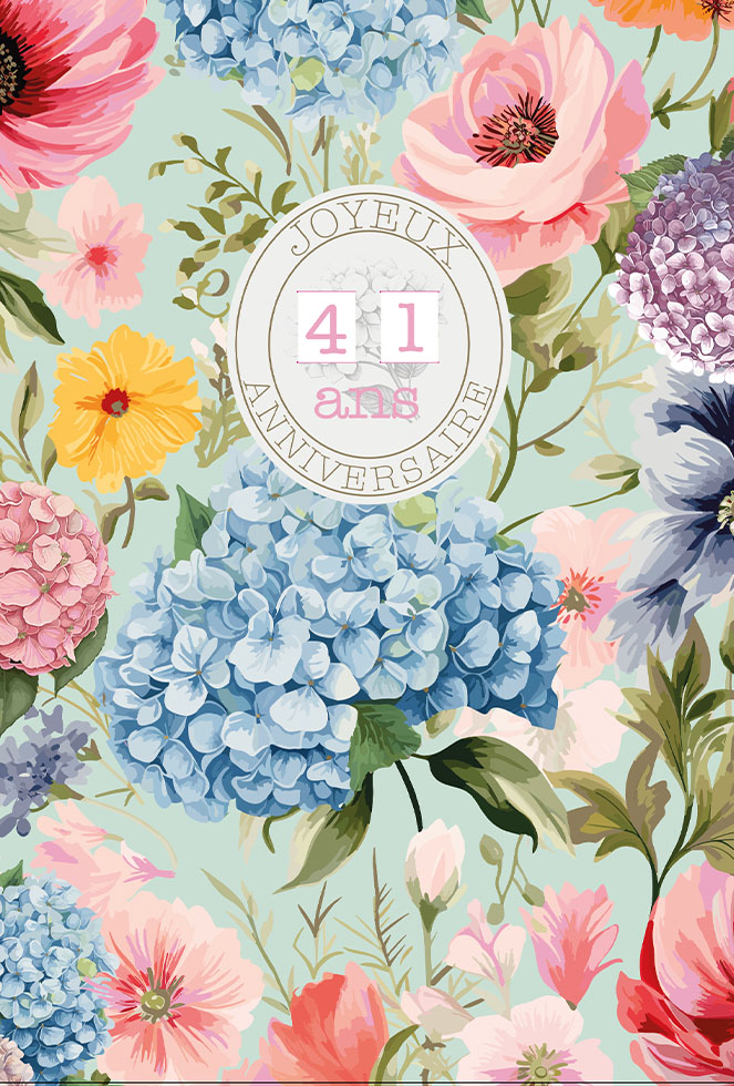 ANNIVERSAIRE  PASTEL DE FLEURS  dorure/tirette