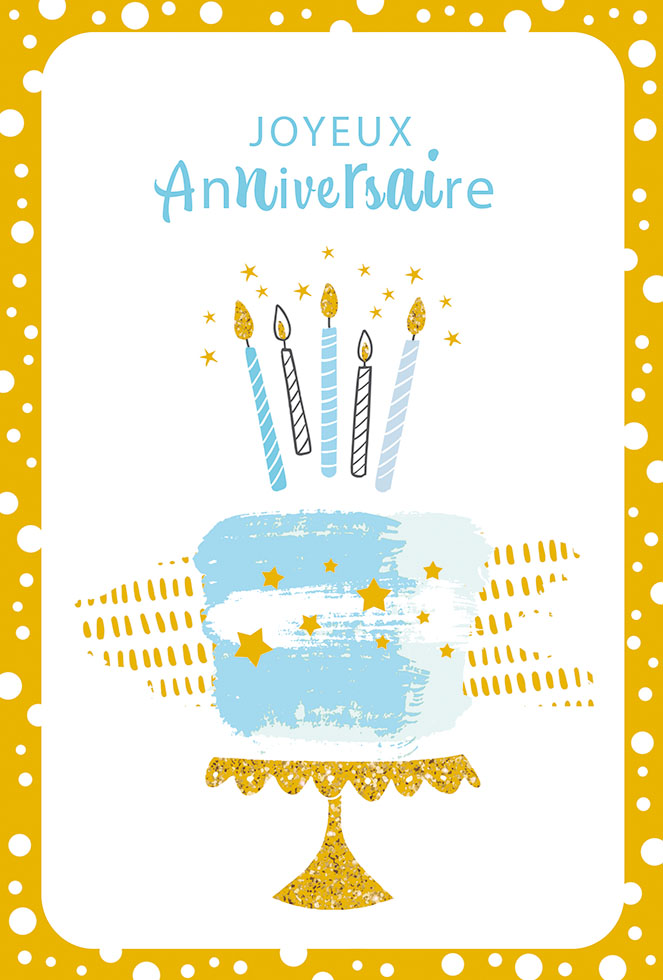 ANNIVERSAIRE  HOMME  GATEAU BOUGIES  dorure gaufrage