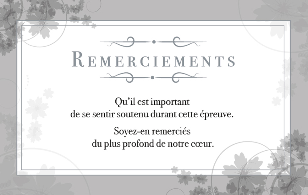 REMERCIEMENTS DEUIL MESSAGE dorure argent