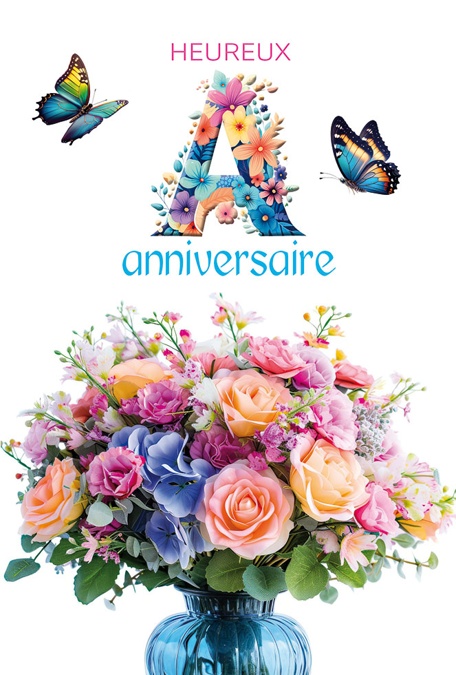 ANNIVERSAIRE PAPILLONS ET FLEURS dorure /paillette