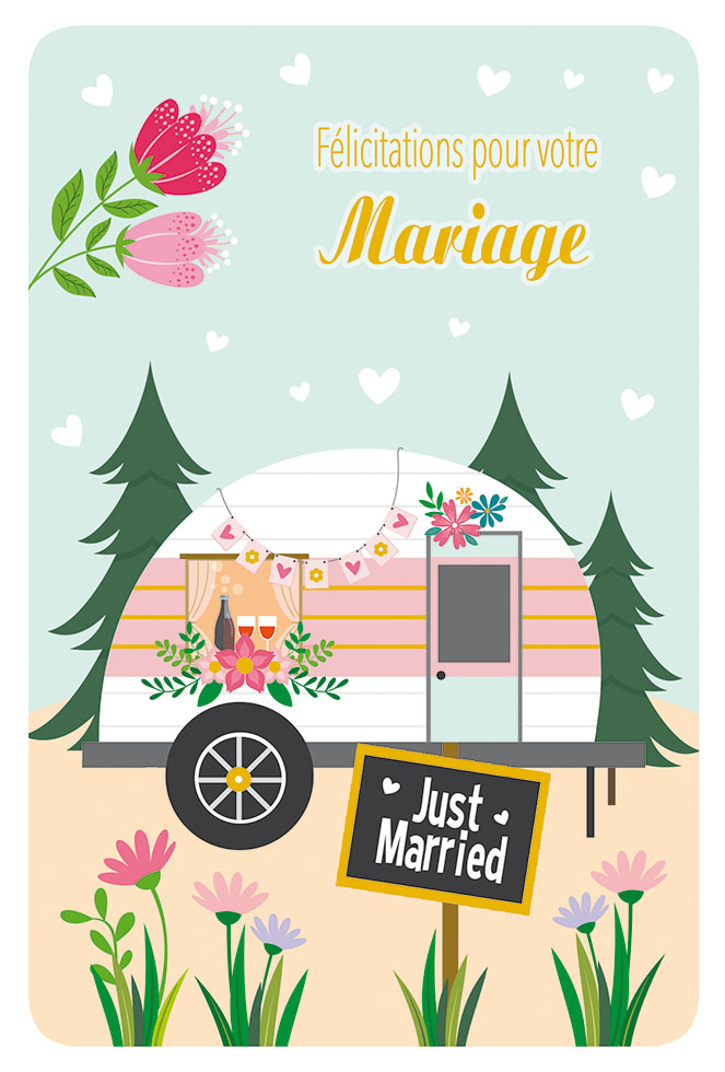 CI* MARIAGE JUST MARRIED (gaufrage dorures )