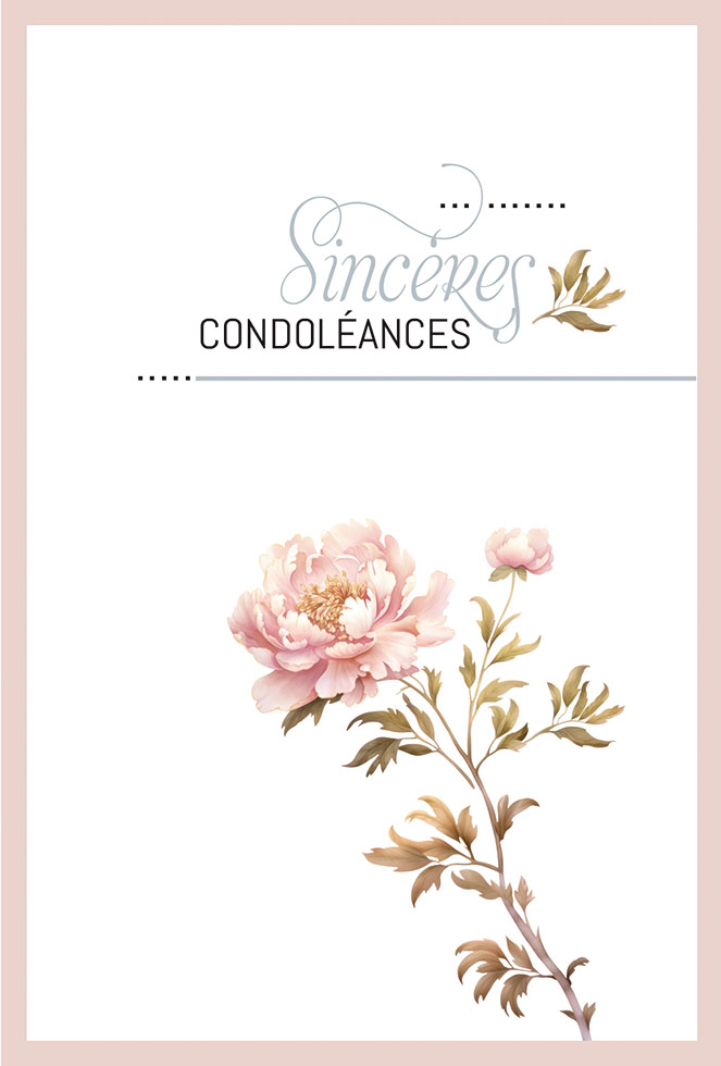 CARNET CONDOLEANCES ROSE SOLITAIRE dor  argent gaufrage