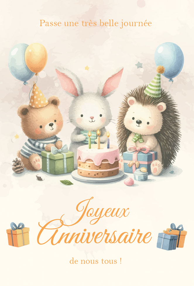  CI* ANNIV ENF PELUCHES AUTOUR DU GATEAU dorure)