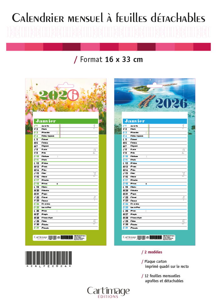 CALENDRIERS A FEUILLES DETACHABLES