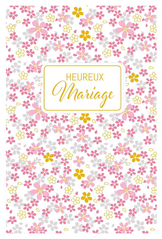 CI* MARIAGE FOND FLEURS ROSES  (gaufrage dorures )