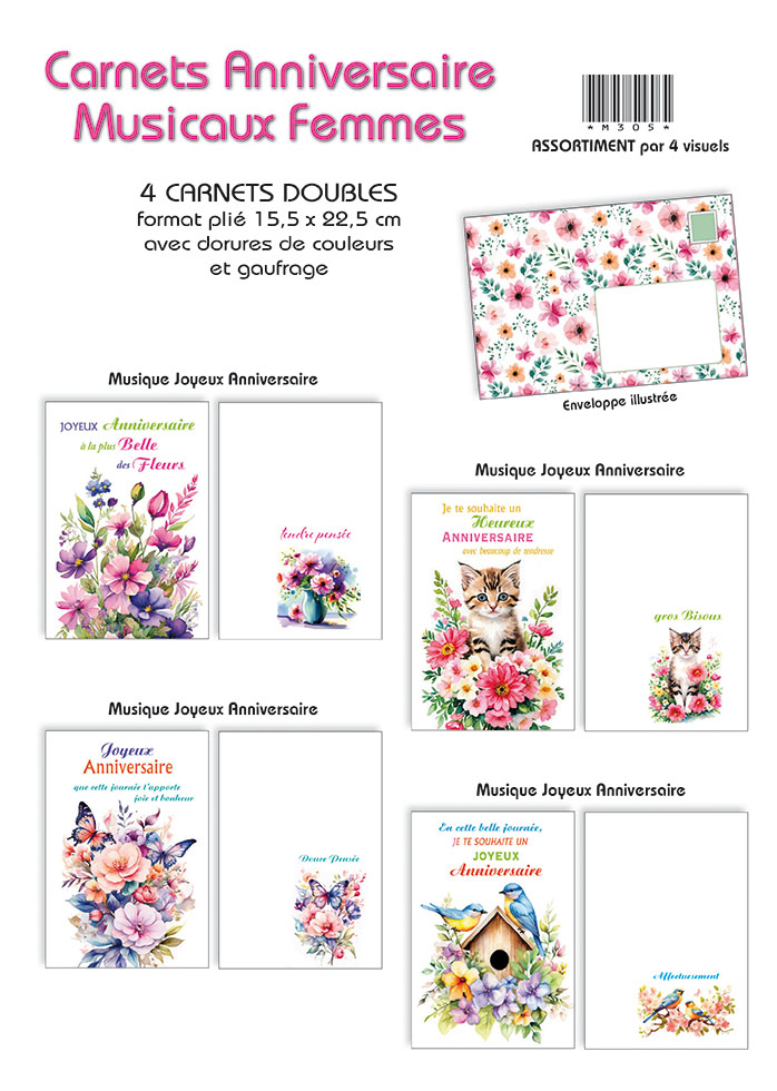 CARNETS MUSICAUX FLEURS AQUARELLES