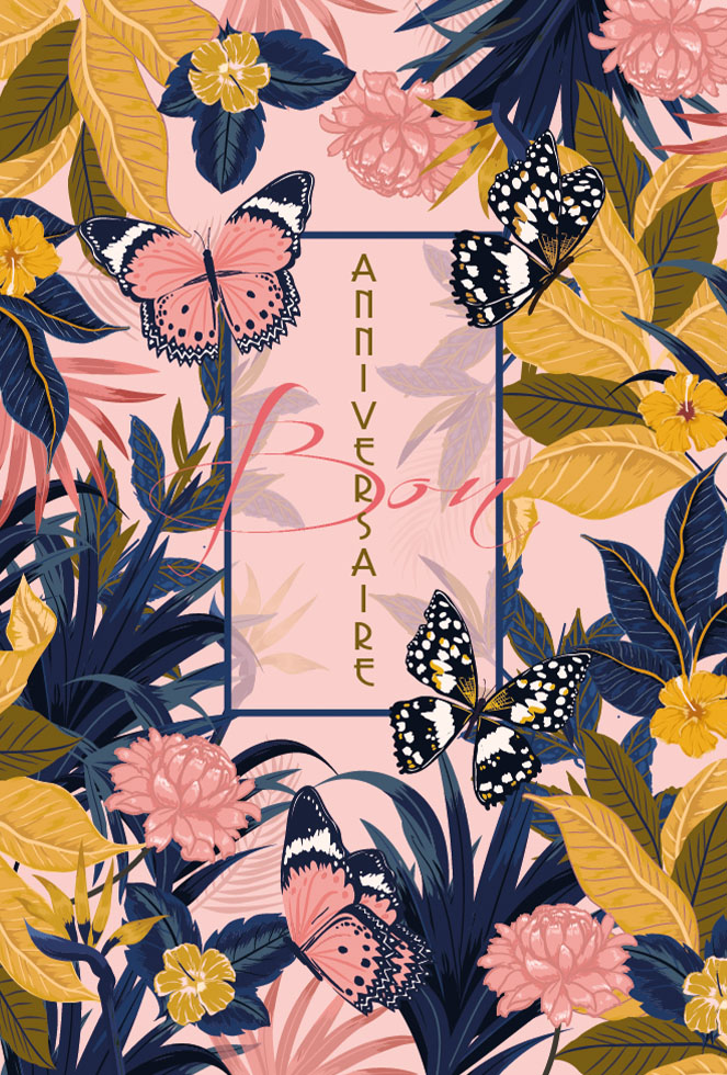 ANNIVERSAIRE  PAPILLON  dorure /paillette