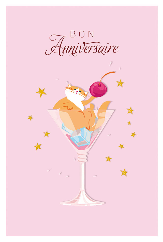 ANNIV FEMME   CHAT COCKTAIL dor/gauf)