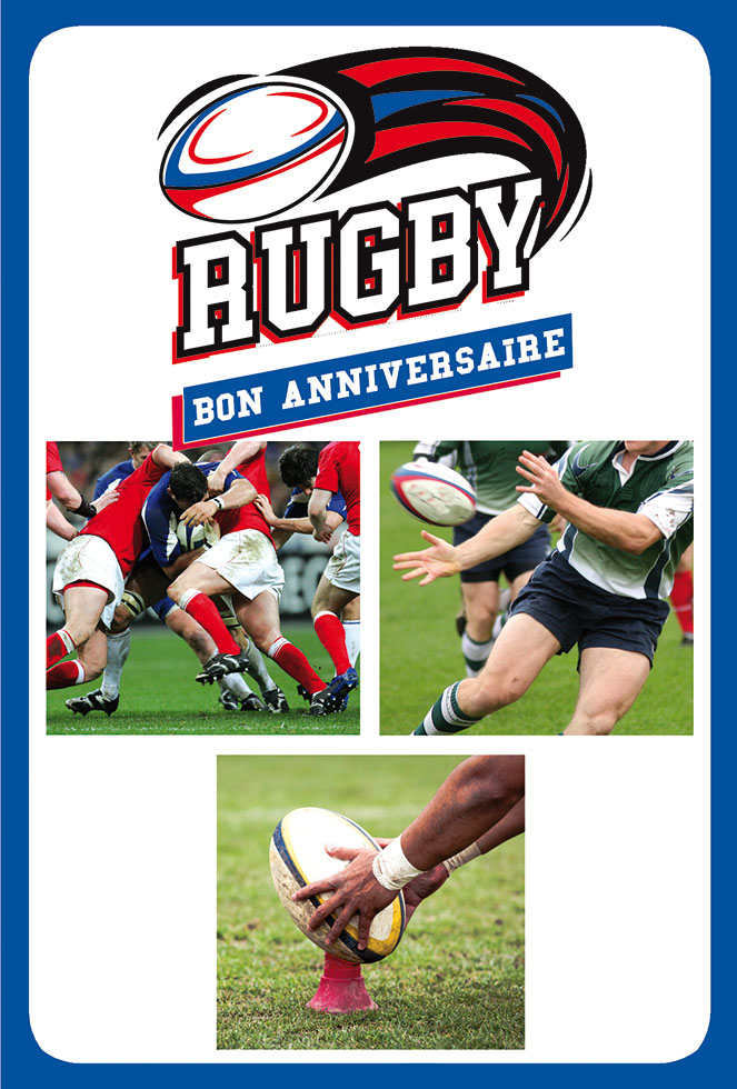 ANNIVERSAIRE  HOMME RUGBY NEW dorure gaufrage