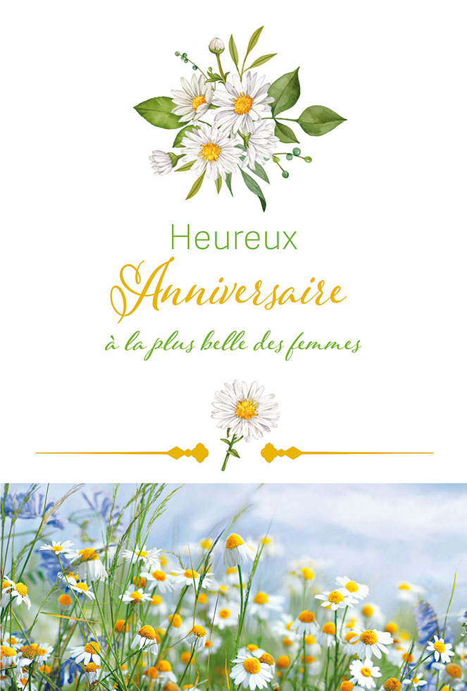 ANNIVERSAIRE LA PLUS BELLE DES FLEURS  dorure /paillette