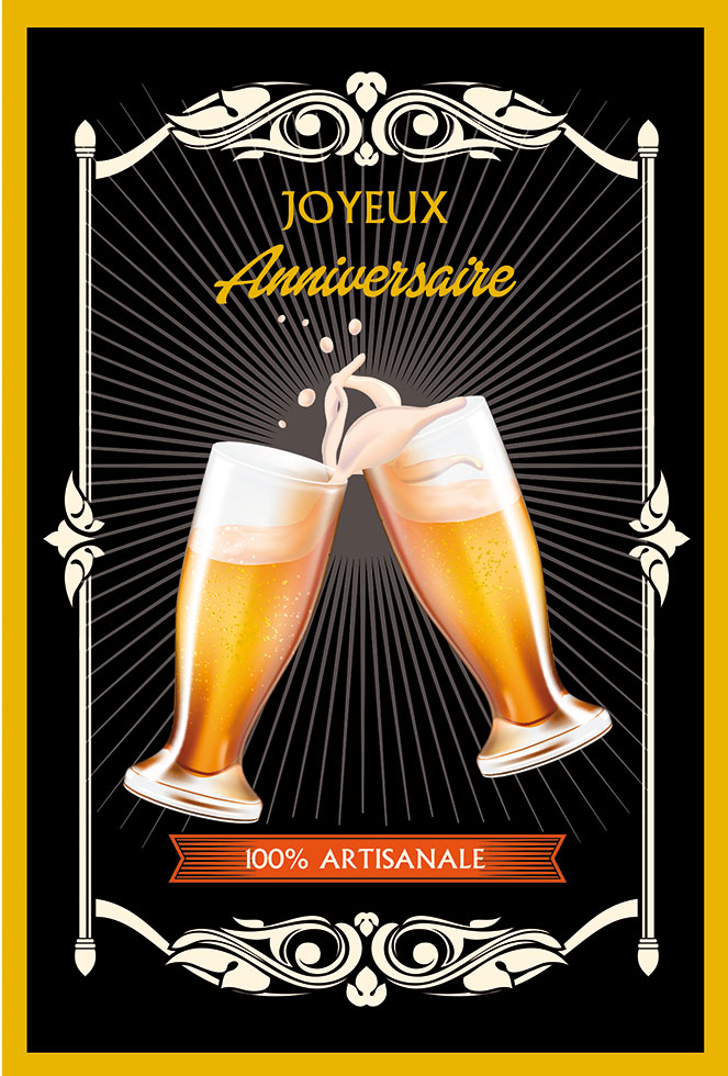 ANNIVERSAIRE  HOMME BIERE NEW dorure gaufrage