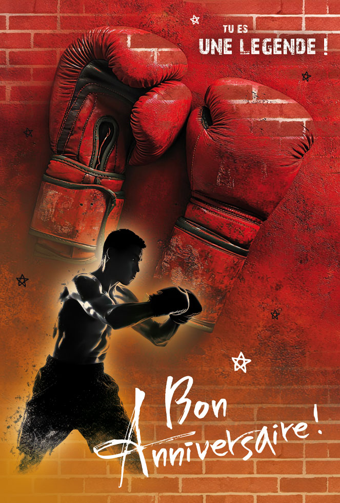 ANNIVERSAIRE  HOMME BOXE dorure gaufrage