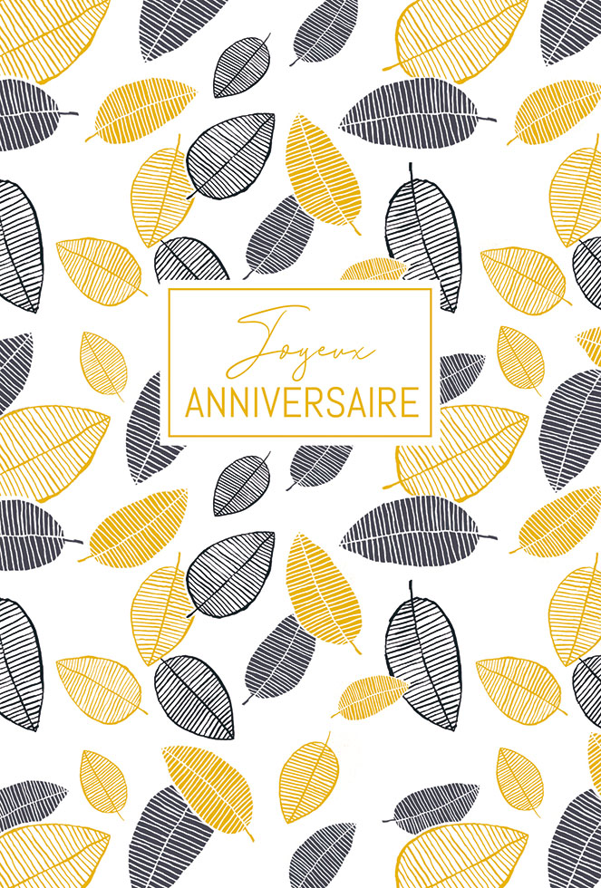 ANNIVERSAIRE  HOMME  FEUILLE dorure gaufrage