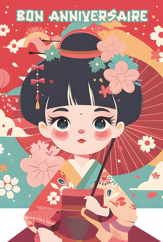 ANNIVERSAIRE ENFANT JAPANESE dorure /paillette