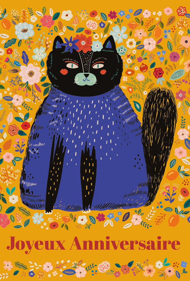 ANNIV FEMME  CHAT STYLISE dorure)