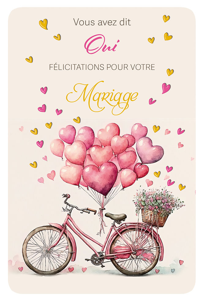 CI* MARIAGE VELO COEUR (gaufrage dorures )