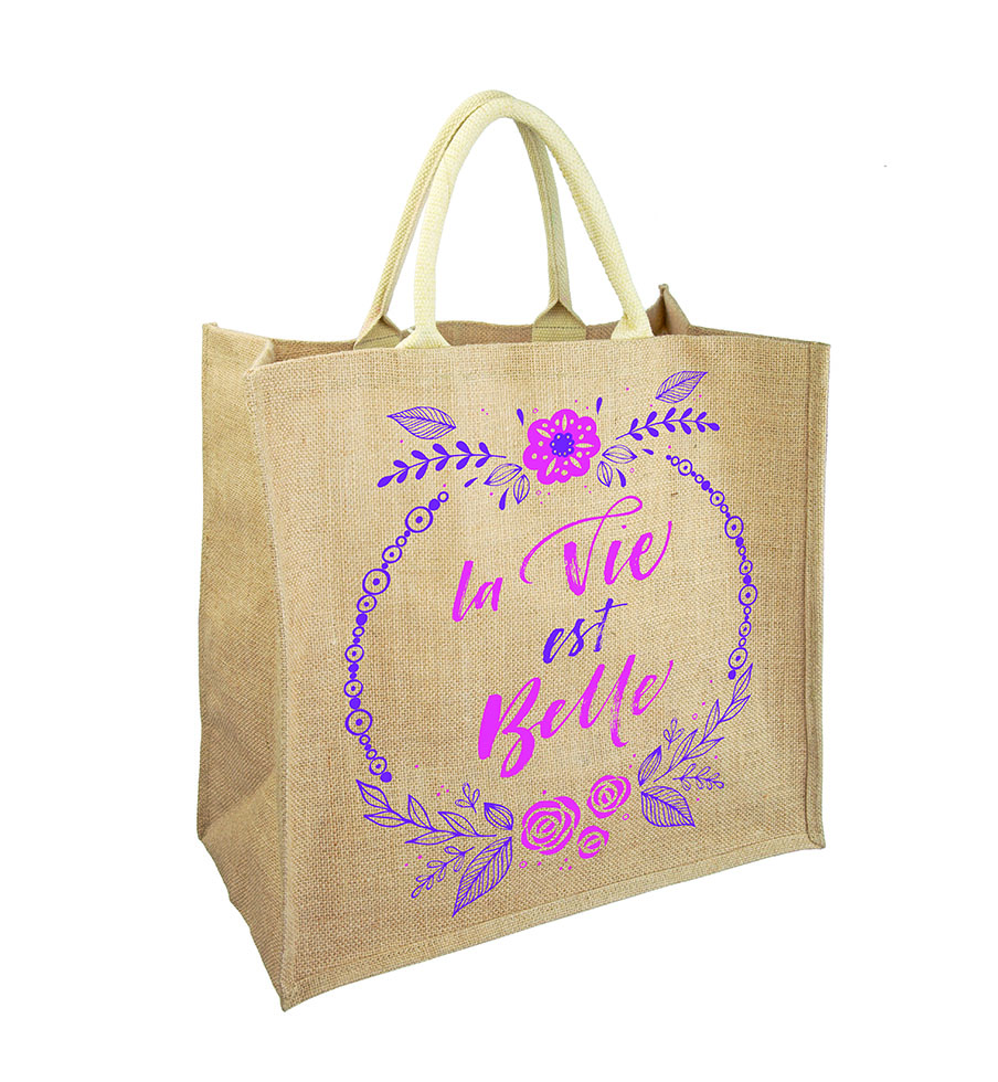 SAC TOILE DE JUTE LA VIE EST BELLE